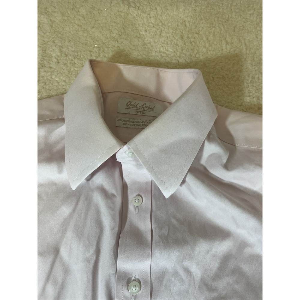 Roundtree & Yorke Gold Label Mens 16.5 Pink Long Sleeve Dress Shirt - Picture 6 of 16